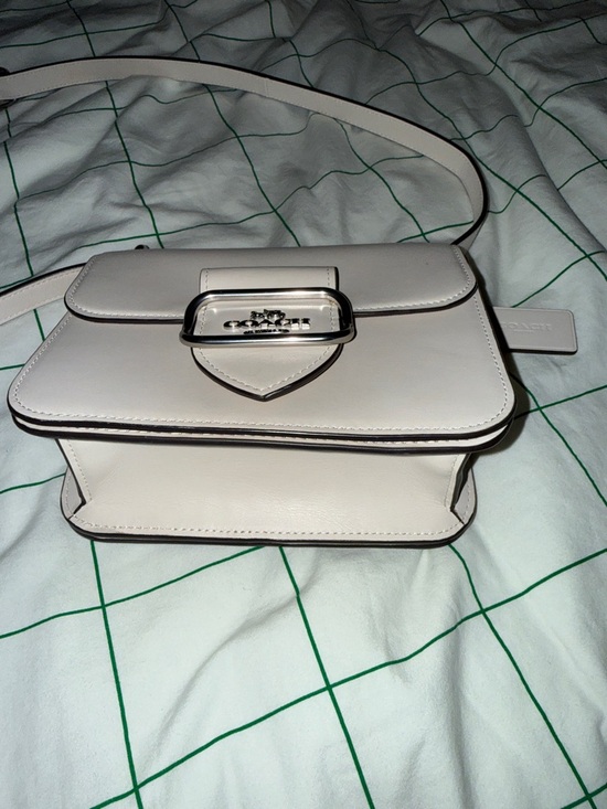 Coach Morgan Square Refine Calf Leather Crossbody CL416 Chalk Silver - Picture 13 of 16